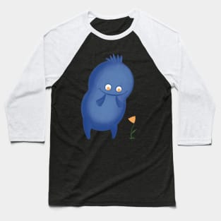 Cute blue monster with yellow flower Baseball T-Shirt